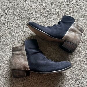 Anthropologie Black and Gold Ankle Boots